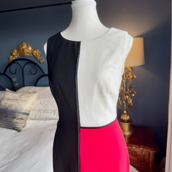 Nue By Shani Shapewear Black White and Coral Colourblock Dress - Picture 4 of 14